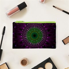 Purple Mandala Fractal Glass Cosmetic Bag (xs) by Celenk