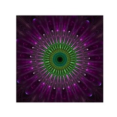 Purple Mandala Fractal Glass Small Satin Scarf (square) by Celenk