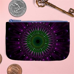 Purple Mandala Fractal Glass Large Coin Purse by Celenk