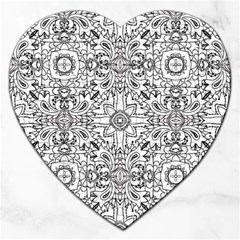 Mandala Pattern Line Art Jigsaw Puzzle (heart) by Celenk