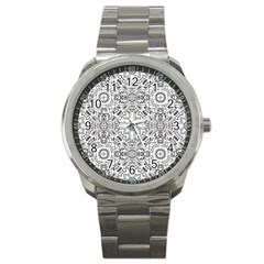 Mandala Pattern Line Art Sport Metal Watch by Celenk