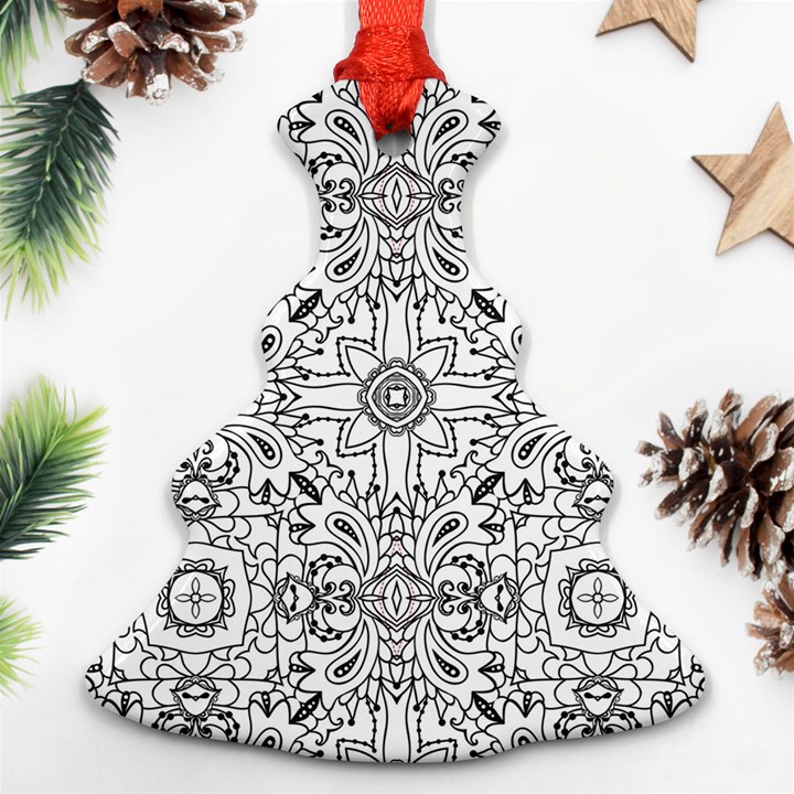 Mandala Pattern Line Art Christmas Tree Ornament (Two Sides)