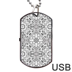 Mandala Pattern Line Art Dog Tag Usb Flash (two Sides) by Celenk