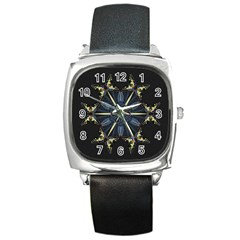 Mandala Butterfly Concentration Square Metal Watch