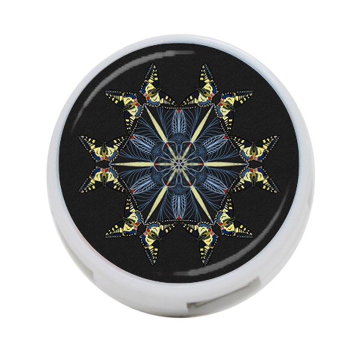 Mandala Butterfly Concentration 4-Port USB Hub (One Side)