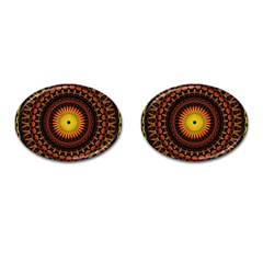 Mandala Psychedelic Neon Cufflinks (oval) by Celenk