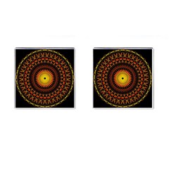 Mandala Psychedelic Neon Cufflinks (square) by Celenk