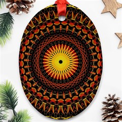 Mandala Psychedelic Neon Oval Ornament (two Sides) by Celenk