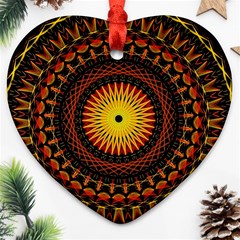 Mandala Psychedelic Neon Heart Ornament (two Sides) by Celenk