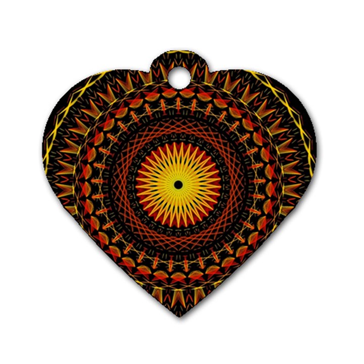 Mandala Psychedelic Neon Dog Tag Heart (Two Sides)