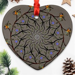 Bird Mandala Spirit Meditation Ornament (heart) by Celenk