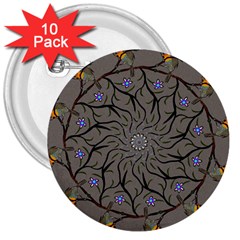 Bird Mandala Spirit Meditation 3  Buttons (10 Pack)  by Celenk