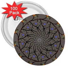 Bird Mandala Spirit Meditation 3  Buttons (100 Pack)  by Celenk