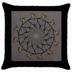 Bird Mandala Spirit Meditation Throw Pillow Case (black) by Celenk