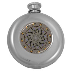 Bird Mandala Spirit Meditation Round Hip Flask (5 Oz) by Celenk