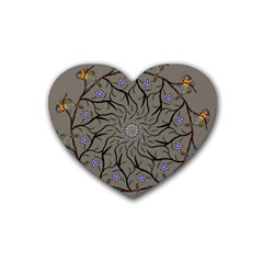 Bird Mandala Spirit Meditation Heart Coaster (4 Pack)  by Celenk