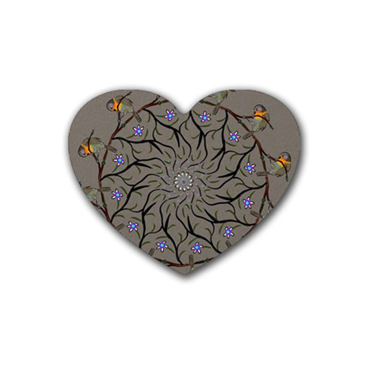 Bird Mandala Spirit Meditation Heart Coaster (4 pack) 