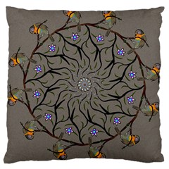 Bird Mandala Spirit Meditation Large Cushion Case (one Side) by Celenk