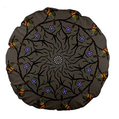 Bird Mandala Spirit Meditation Large 18  Premium Round Cushions by Celenk