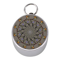 Bird Mandala Spirit Meditation Mini Silver Compasses by Celenk