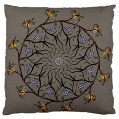 Bird Mandala Spirit Meditation Large Flano Cushion Case (two Sides) by Celenk