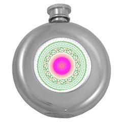 Flower Abstract Floral Round Hip Flask (5 Oz) by Celenk