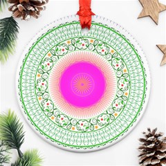 Flower Abstract Floral Round Ornament (two Sides) by Celenk