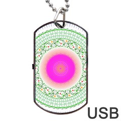 Flower Abstract Floral Dog Tag Usb Flash (two Sides) by Celenk