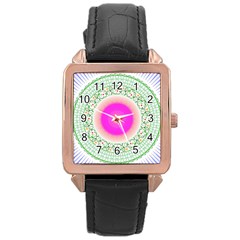 Flower Abstract Floral Rose Gold Leather Watch  by Celenk