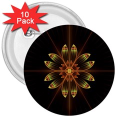 Fractal Floral Mandala Abstract 3  Buttons (10 Pack)  by Celenk