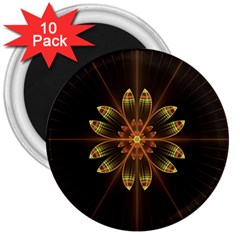 Fractal Floral Mandala Abstract 3  Magnets (10 Pack)  by Celenk