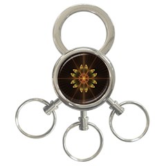 Fractal Floral Mandala Abstract 3-ring Key Chains by Celenk