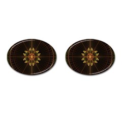 Fractal Floral Mandala Abstract Cufflinks (oval) by Celenk