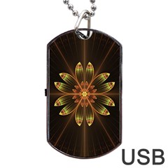 Fractal Floral Mandala Abstract Dog Tag Usb Flash (two Sides) by Celenk