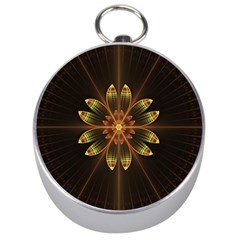 Fractal Floral Mandala Abstract Silver Compasses by Celenk