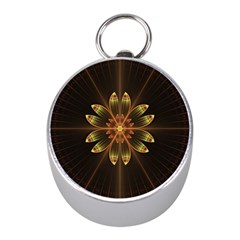 Fractal Floral Mandala Abstract Mini Silver Compasses by Celenk