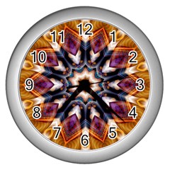 Kaleidoscope Pattern Kaleydograf Wall Clocks (silver)  by Celenk