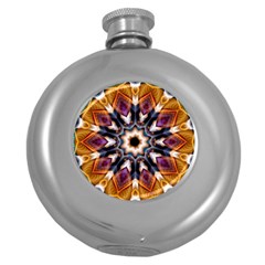 Kaleidoscope Pattern Kaleydograf Round Hip Flask (5 Oz) by Celenk