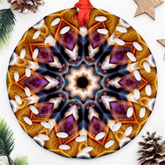 Kaleidoscope Pattern Kaleydograf Round Filigree Ornament (two Sides) by Celenk