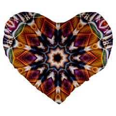 Kaleidoscope Pattern Kaleydograf Large 19  Premium Flano Heart Shape Cushions by Celenk