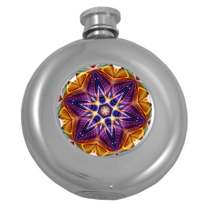 Kaleidoscope Pattern Kaleydograf Round Hip Flask (5 oz)