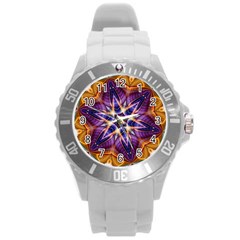 Kaleidoscope Pattern Kaleydograf Round Plastic Sport Watch (l) by Celenk