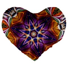 Kaleidoscope Pattern Kaleydograf Large 19  Premium Flano Heart Shape Cushions by Celenk