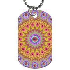 Geometric Flower Oriental Ornament Dog Tag (one Side) by Celenk