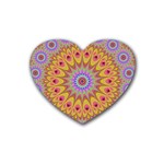 Geometric Flower Oriental Ornament Rubber Coaster (Heart)  Front