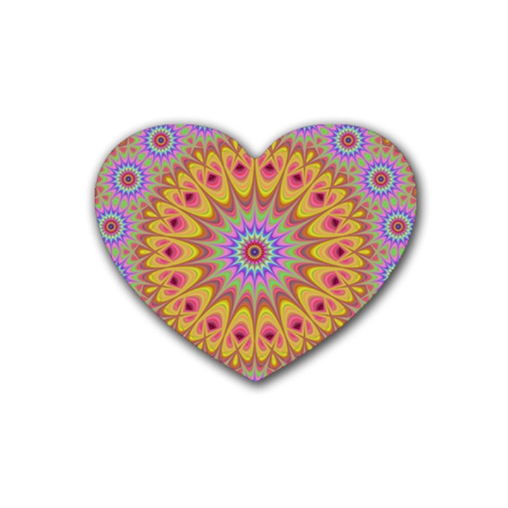 Geometric Flower Oriental Ornament Rubber Coaster (Heart) 