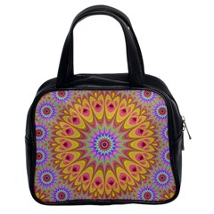 Geometric Flower Oriental Ornament Classic Handbags (2 Sides) by Celenk