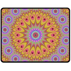 Geometric Flower Oriental Ornament Double Sided Fleece Blanket (medium)  by Celenk