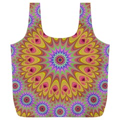 Geometric Flower Oriental Ornament Full Print Recycle Bags (l)  by Celenk