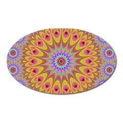 Geometric Flower Oriental Ornament Oval Magnet by Celenk